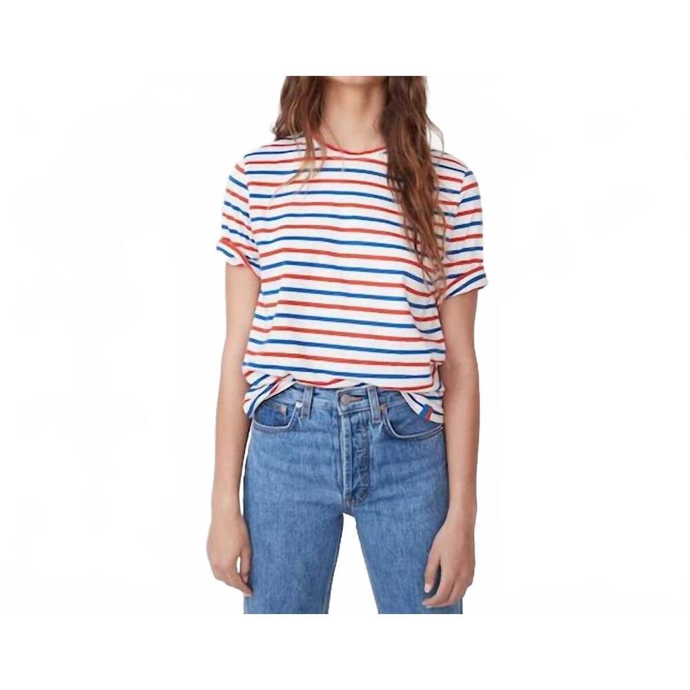 NEW KULE modern short sleeve t-shirt in cream poppy blue
